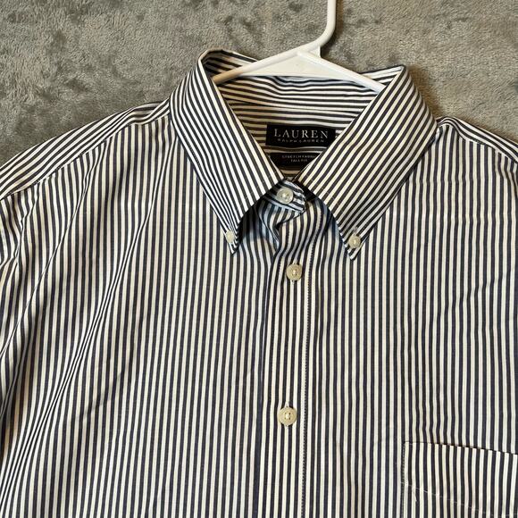 Ralph Lauren Black Label Sz 17, 36 /37 Tall Fit Stretch‎ Striped Button Up Shirt - Picture 8 of 10